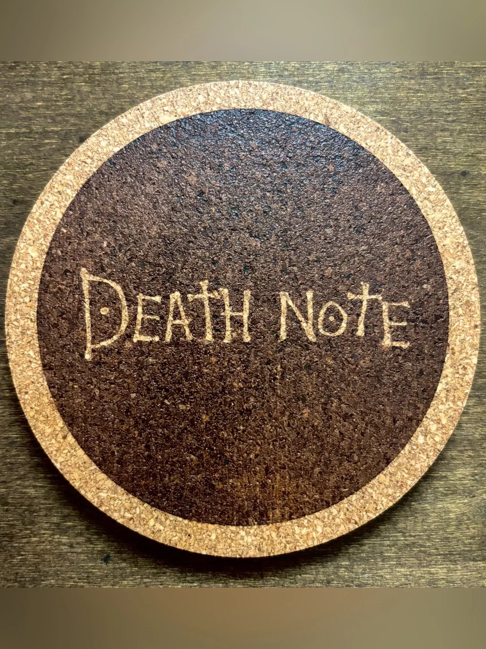 Death Note Logo Laser Engraved Cork Coaster